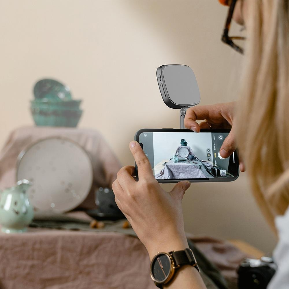 FAVORITEGOODS Selfie Fill Light, Chân đế có gương Đèn selfie từ tính, Đèn chụp ảnh từ tính cầm tay Mini nhẹ cầm tay ngoài trời
