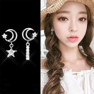 ♥ Bông tai tinh tế Tất cả các trận đấu Bông tai bầu trời đầy sao Trang sức mặt trăng ngôi sao bất đối xứng