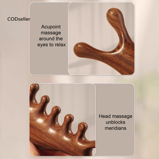 CODS Dụng cụ Massage mặt Đầu Dụng cụ Massage bằng gỗ đàn hương tự nhiên cho da đầu và cơ thể Dụng cụ mát xa đa chức năng cho đầu và cơ thể Truyền thống để thư giãn