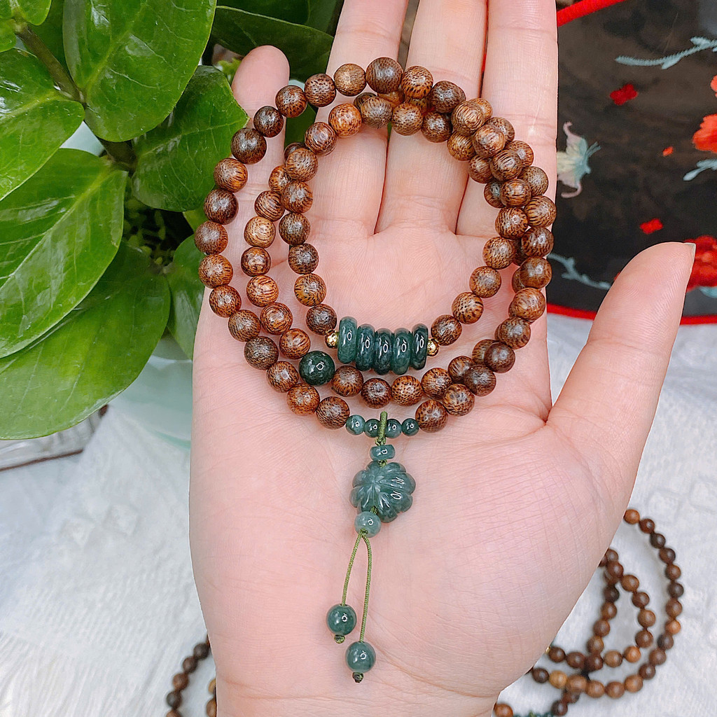Vòng Trầm Tốc quấn 3 vòng mix charm Hồ Ly, Điếu, Lu Lam Ngọc – Phong Thủy Chiêu Tài, Vượng Duyên