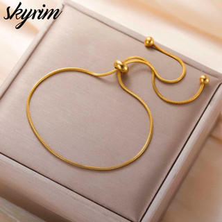 Vòng tay dây chuyền rắn tròn 1,2mm bằng thép không gỉ có thể điều chỉnh SKYRIM có hạt