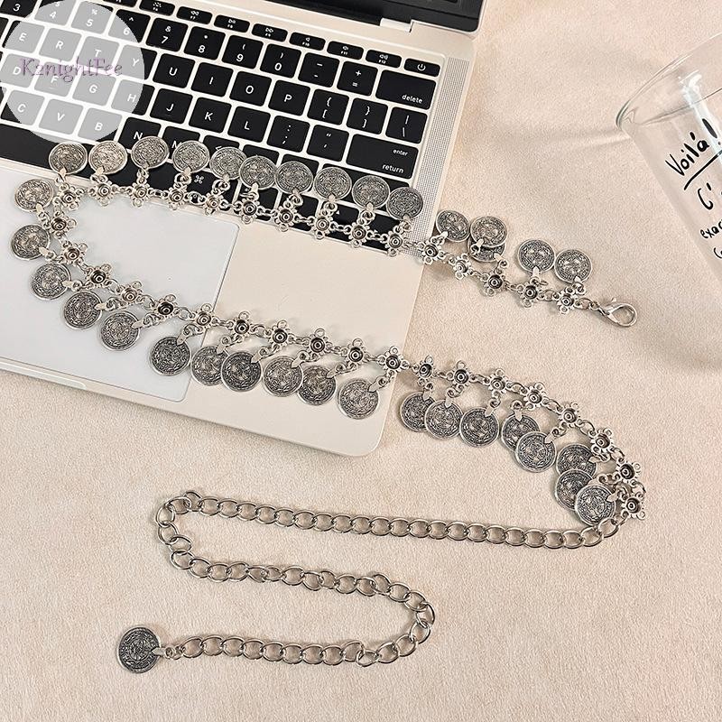 K2nightFee Kim Loại sel Thắt Lưng Vintage Bạc Phong Cách Bohemian Thắt Lưng Cơ Thể Trang Sức Eo Trang Sức Phong Cách Dân Tộc Thắt Lưng VN