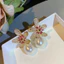 Bông tai ngọc trai hoa tinh tế Zircon thanh lịch phong cách mới nhẹ nhàng Bông tai sang trọng