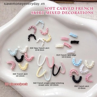 [savemoneyeveryday] 30 Chiếc Màu Sắc Hỗn Hợp Nhựa 3D Mềm Mại Pháp Móng Tay Nghệ Thuật Ren Viền Váy Viền Quyến Rũ Phụ Kiện Cho Móng Tay Làm Móng Tay Đồ Trang Trí [vn]