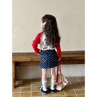 Quần Áo Trẻ Em Dễ Thương Thu Đông Quần Áo Đáy Áo Thun Cotton Mới Bé Gái Dài Tay Thời Trang Raglan Tay Áo