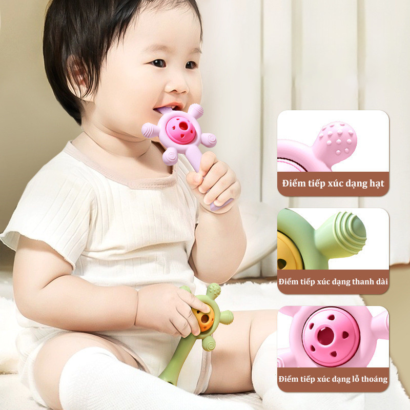 Gặm nướu xúc xắc cho bé sơ sinh Silicone y tế, kháng khuẩn hỗ trợ khả năng cầm nắm, Tăng Khả Năng Nghe Nhìn