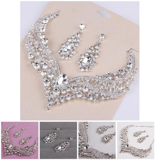 Phụ Nữ Đá Vòng Cổ Bông Tai Bộ Không Gây Dị Ứng Dazzling Phụ Kiệu Phù Dâu Cưới Hóa Trang