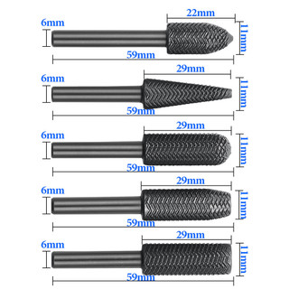 Bộ tập tin Rasp quay 5 chiếc Mũi khắc thép 6mm Shank Máy cắt đôi Tập tin quay siêu cứng để mài gỗ kim loại Sử dụng 5 Cái nhựa hợp kim mềm mại phù hợp dùng cho gia đình căn hộ văn phòng và không gian nhỏ