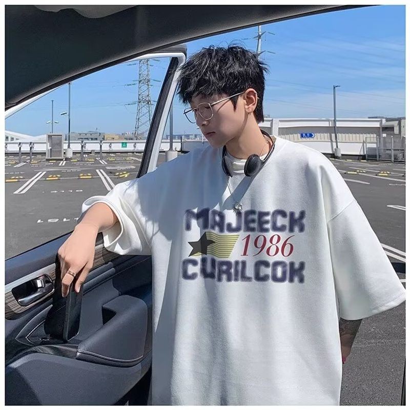 ThaliaWisp Người Đàn Ông Của Mùa Hè Giản Dị Lỏng T-Shirt Với Thư In, Thời Trang Và Thoáng Khí