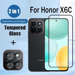 Kính cường lực bảo vệ màn hình 2 trong 1 Honor X6c 4G cho Honor X5b X8c X7c X8b X7b X6b 5G Phim bảo vệ kính có ống kính máy ảnh