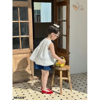 13-45kg (hàng thiết kế) Set áo babydoll mix quần bò đùi cho bé gái Nabi
