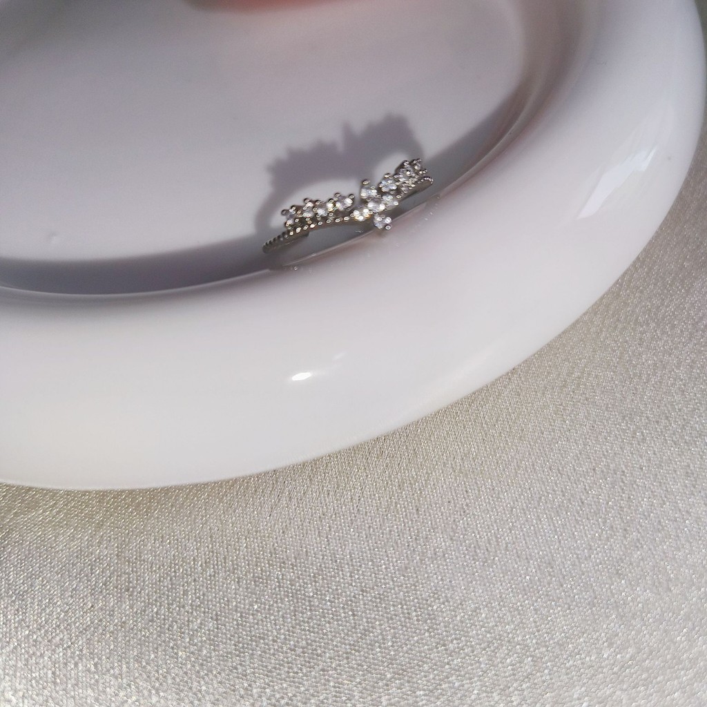 Nhẫn Vương Miện Đính Đá Zircon Phong Cách Hàn Quốc INS Xu Hướng Dành Cho Phụ Nữ Thời Trang Thanh Lịch Sang Trọng Nhẹ Nhàng Thiết Kế Cao Cấp Mở