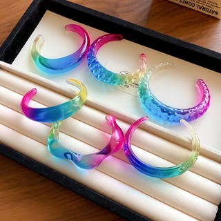 Châu Âu và Mỹ màu nhựa mở vòng tay không đều họa tiết hình học nhòe vòng tay acrylic thời trang phóng đại tay trang sức