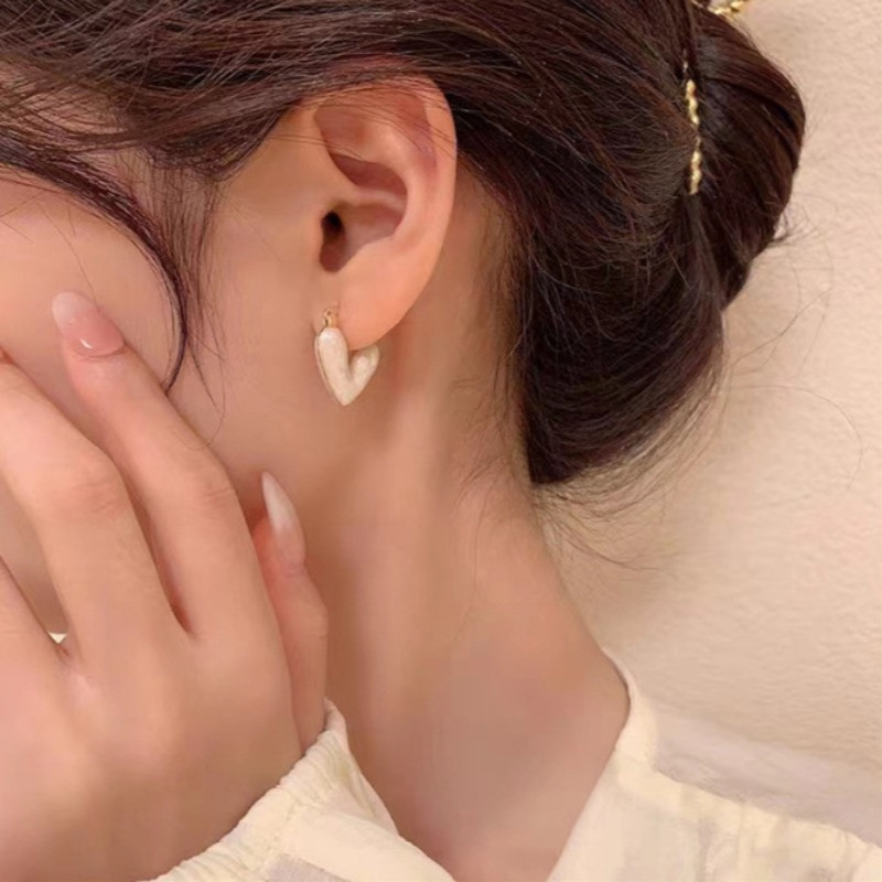 Đôi Thanh Lịch Tươi Ngọt Trắng Thả Dầu Bằng Kính Bông Tai - Nhẹ Sang Trọng Phụ Kiện Tai Dự Tiệc Hàng Ngày