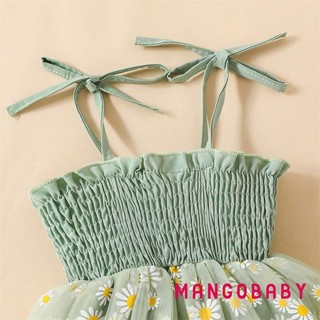 Bộ áo liền quần nữ MG-Baby Bộ dây đeo Spaghetti xếp li in hoa vải tuyn chắp vá Váy chữ A có dây đeo đầu nơ
