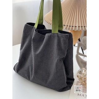 2026 Original Niche Design Phong Cách Hàn Quốc Kẻ Sọc Canvas Nhiều Lớp Tote Yoga