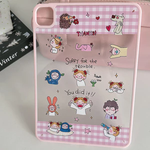 Vỏ Acrylic Cứng Tuya Cô Gái Vui Nhộn Bunny Cover Cho Mini6 Mini7 A17Pro IPad 5 6 7 8 9 10 11 A16 Air 2 3 4 5 6 Air 11 M2 Pro10.5 10.2 "Pro11 2018 2020 2021 2022 M4 Pro13 2024 2025