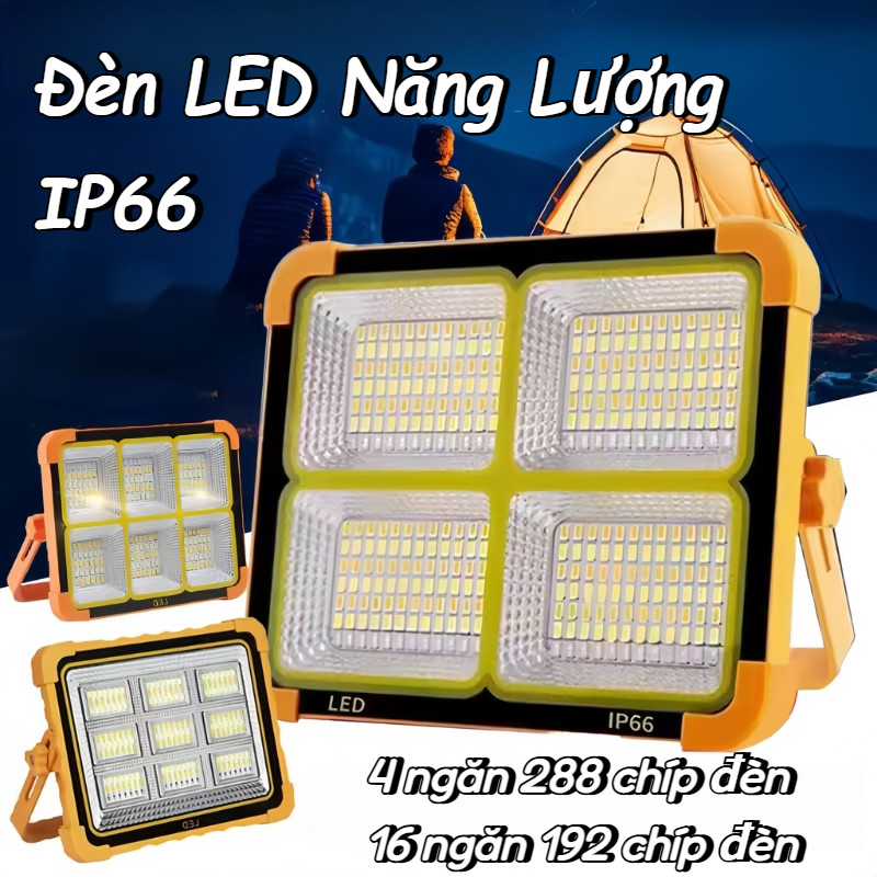 Đèn Năng Lượng Mặt Trời Cầm Tay,Tích Điện Cầm Tay Chống Nước IP66,Có Đèn Cảnh Báo