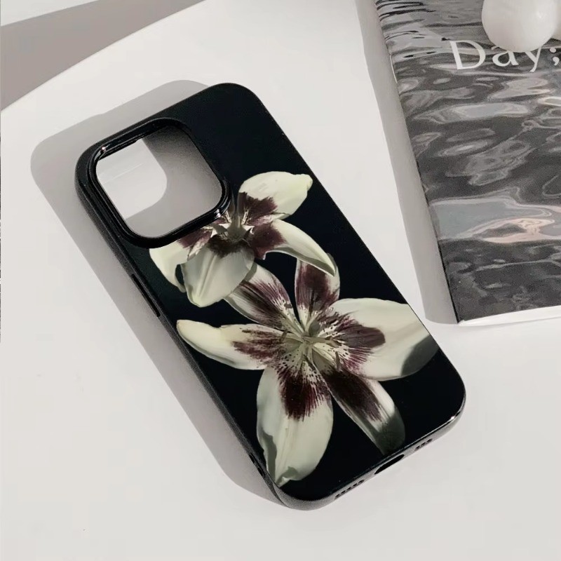 Ốp Lưng Cho iPhone 11 16 15 Pro Max 16e 14 11 12 13 15 Pro XR XS Max X 7 8 Plus SE2022 Retro Họa Tiết Hoa Lily Mềm TPU Chống Sốc