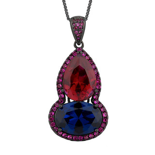 Vòng cổ nữ phong cách Châu Âu - Mỹ INS, đá corundum vàng đen, kích thước 10*14