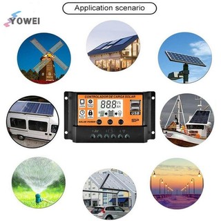 Bộ điều khiển năng lượng mặt trời LCD YOWEI 12V / 24V 30A 20A 10A Bộ điều chỉnh sạc năng lượng mặt trời Bộ sạc pin PWM Màn hình LCD Đầu ra USB kép 5V 2.5A MOS VN