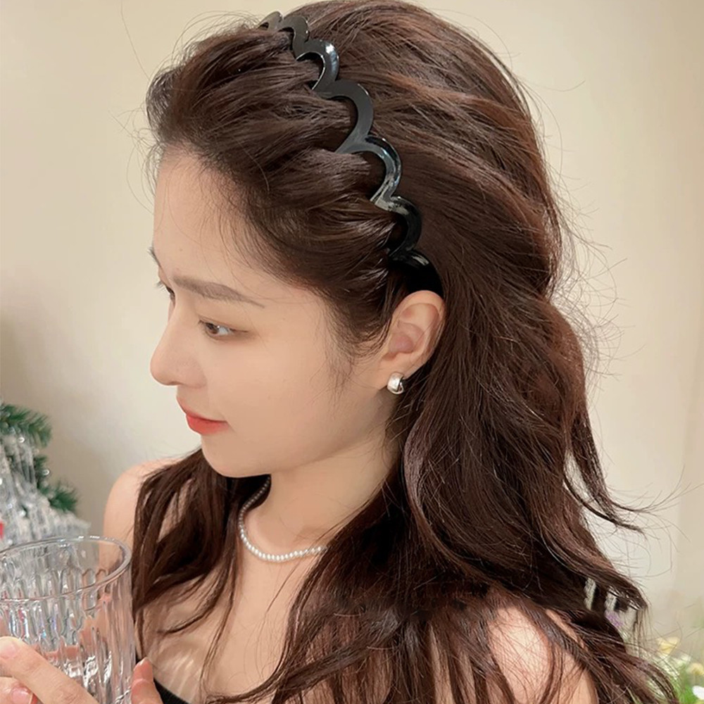 Băng Đô Răng Cố Định Sóng Thời Trang - Vòng Tóc Co Giãn Chống Trơn Trượt Dành Cho Bé Gái Rửa Mặt Thể Thao Sử Dụng | Hiệu ứng hàng đầu Fluffy Head