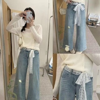 Thắt lưng nơ ren ASDFGER, dây thắt lưng mỏng Cottagecore, phong cách INS dài Y2K Hàn Quốc dành cho nữ