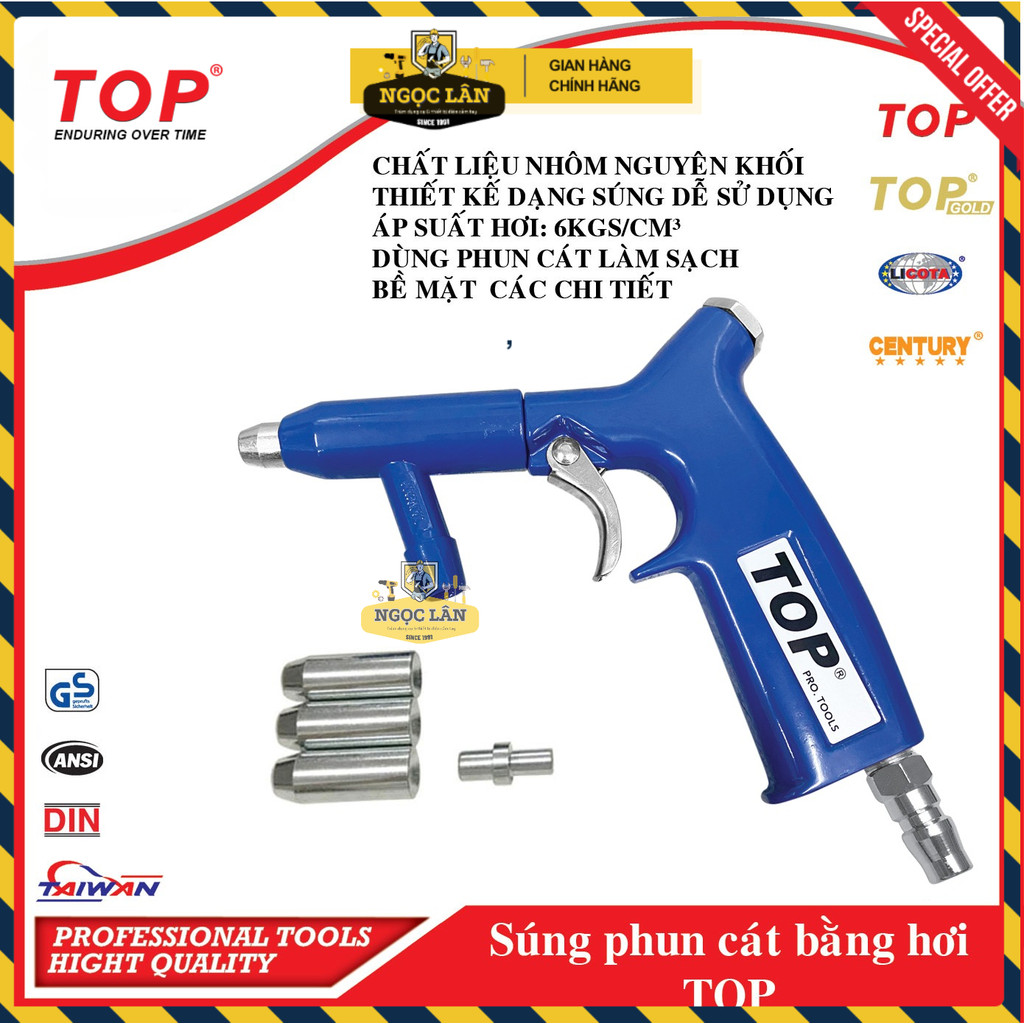 [Chính hãng TOP]  Dụng cụ phun cát dùng hơi khí nén TOP PAP-D038 hàng Đài Loan cao cấp