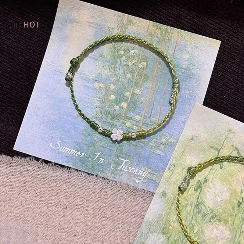 JULYHOT Xanh Bốn Lá Cỏ Ba Lá Handmade Dây Vòng Tay Tinh Tế May Mắn Lắc Tay Trang Sức Quà Tặng Massivedeals