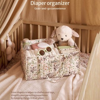 MEGOCE Tã Caddies, Túi đựng tã gấp in hoa cho bé, Dung tích lớn có tay cầm Túi đựng mẹ để du lịch Đồ thiết yếu cho bé