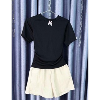 [Bộ nơ cộc tay] Set bộ áo thun tăm nơ babytee và quần short ngắn chât đũi vân mây mềm mát mùa hè- Xưởng quần Tây nữ 3A