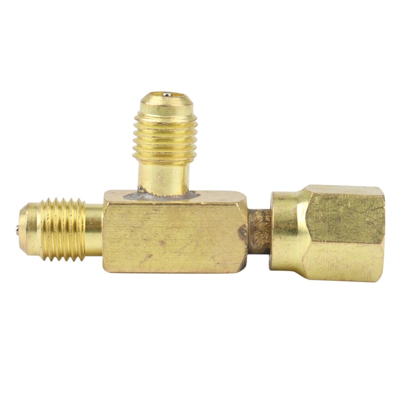 Bộ chuyển đổi Tee bằng đồng thau 1 / 4 inch Nam và Nữ SAE Flare Đầu nối xoay Lắp đặt điều hòa không khí tự động