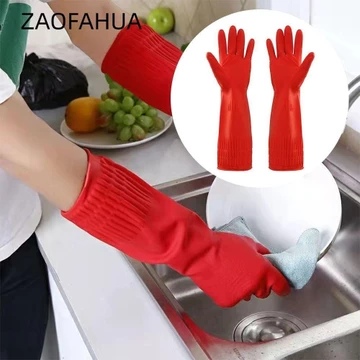 ZAOFAHUA 1 Đôi Găng Tay Cao Su, Găng Tay Dài Cao Su Chịu Hóa Chất Rửa Xe, Tay Dày Gia Đình Vệ Sinh Hạng Nặng Cực Dài Cao Su Bảo Vệ Găng Tay Nhà Bếp
