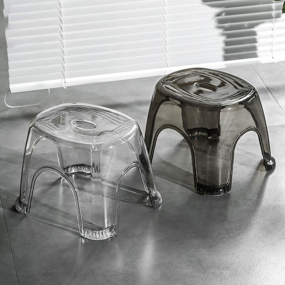 Ghế đẩu nhựa trong suốt Dinohome chống trượt chất liệu Acrylic cứng cáp, Ghế kê chân tiện lợi