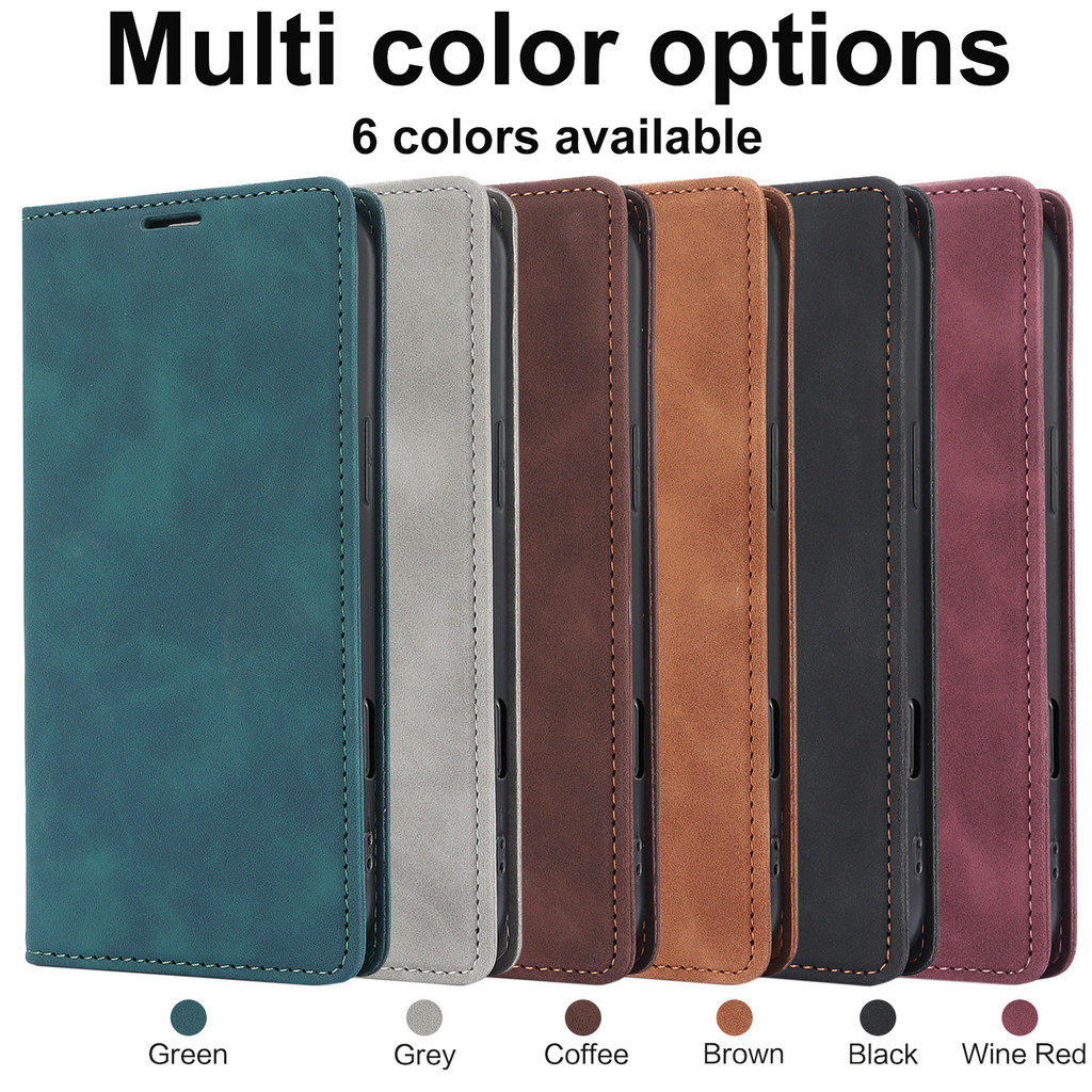 Ốp Điện Thoại Da Lật Retro Matte Cho Iphone 16 16E 15 14 13 12 11 Pro Max XS XR X Plus Có Đựng Thẻ Ví Bìa Sách