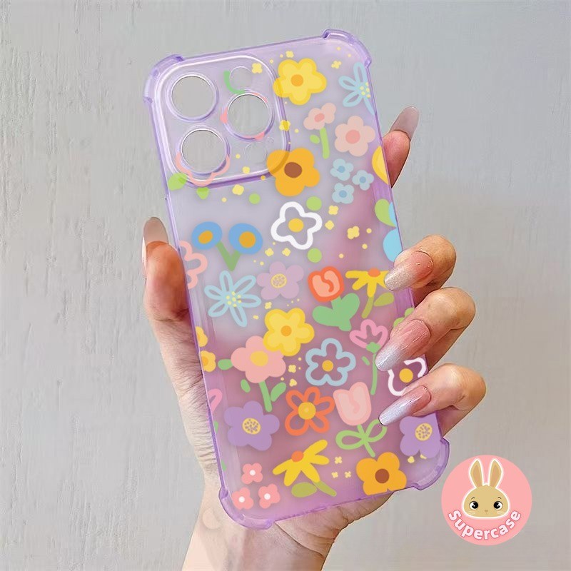 Ốp điện thoại mờ hình hoa đầy màu sắc cho Infinix Smart 9 8 Pro 7 6 5 2021 2020 Tecno Spark 20 20C 10 10C Go 2024 5G 4G Ốp lưng mềm hoạt hình Vỏ điện thoại mờ chống sốc dễ thương