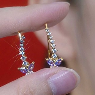 Siêu Cổ Tích Tím Kim Cương Bướm Bông Tai Nữ Niche Thiết Kế Tinh Tế Bông Tai Độc Đáo Cao Cấp