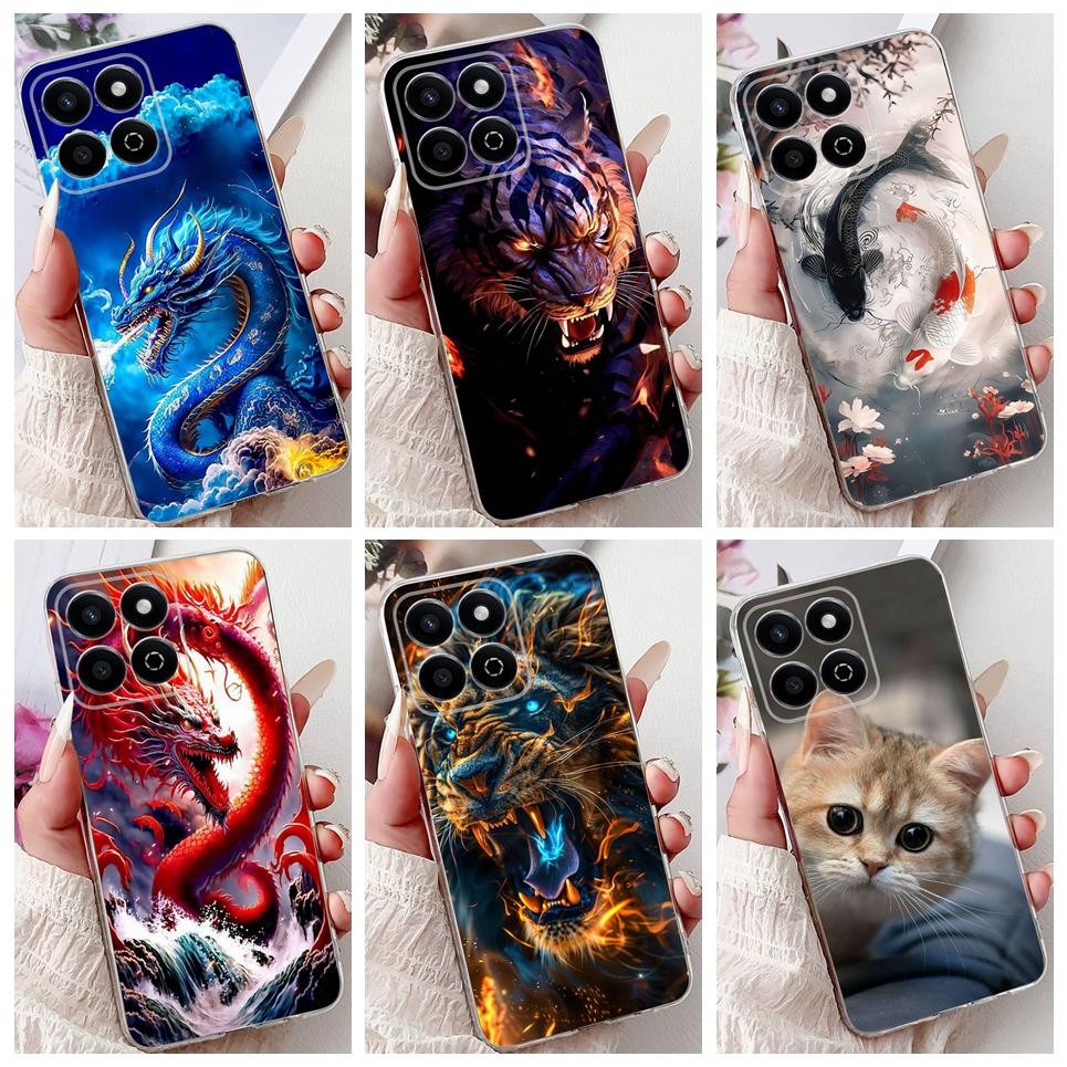 Dành Cho Huawei Honor 200 Smart / Honor X7C 4G / Honor 60 Plus Ốp Điện Thoại Rồng Sư Tử Hổ Cá Koi Vỏ Silicon TPU Mềm Trong Suốt