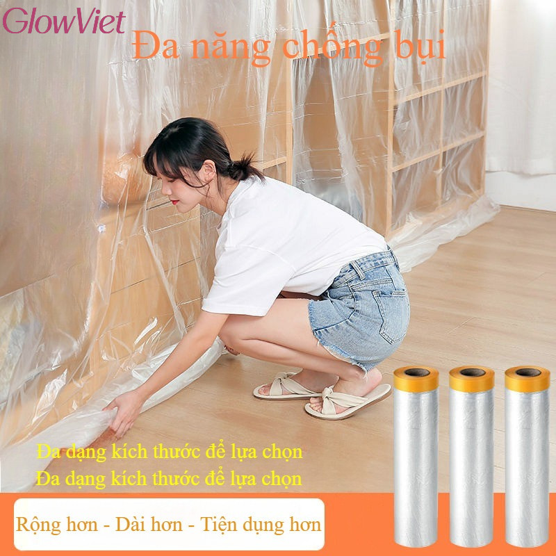 Màng Nilon che bụi đa năng, Nhiều kích cỡ có sẵn, ngăn bụi, che chắn sơn,  chống ẩm mốc, Có đầu dán dính