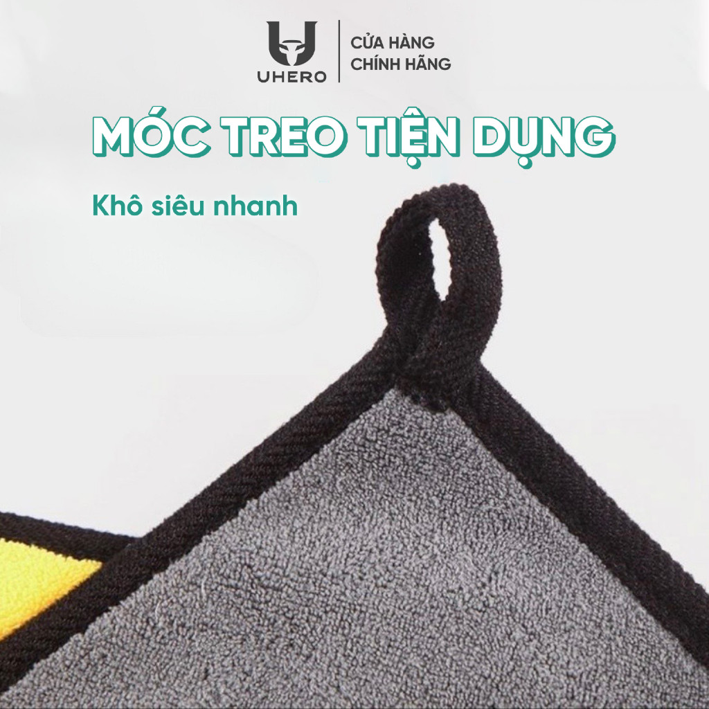 Khăn lau xe chuyên dụng UHERO chất Liệu MICROFIBER siêu thấm hút mềm mại, sạch sẽ an toàn bề mặt xe