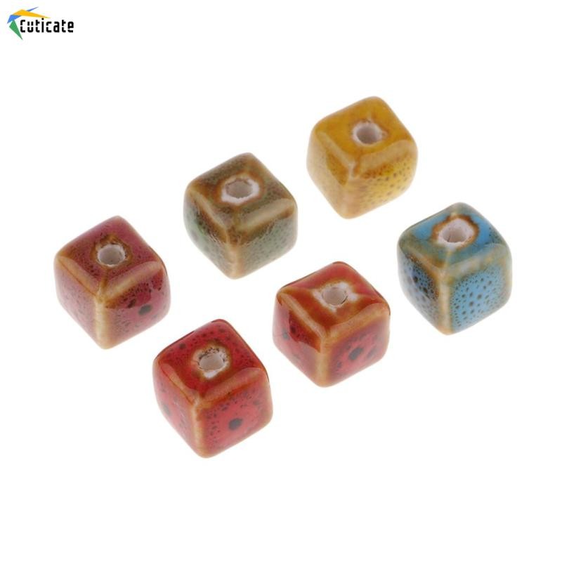 Cuticate 50 Miếng Hoa Men Gốm Hạt Sứ Cho Vòng Tay DIY 10 Mm