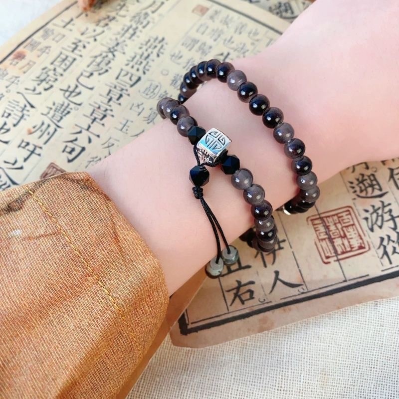 [Ruyi] Phong Cách Trung Hoa Sáu Vũ Trụ Châm Ngôn Vòng Tay Nữ Nhẹ Sang Trọng Thiết Kế Niche Hai Lớp Cặp Đôi Vòng Tay Bạn Trai Miễn Phí