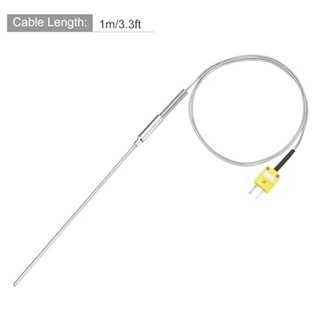 Cặp nhiệt điện loại K có phích cắm, đầu dò cảm biến nhiệt độ máy đo -50 đến 1100°C, Dây 3,3ft