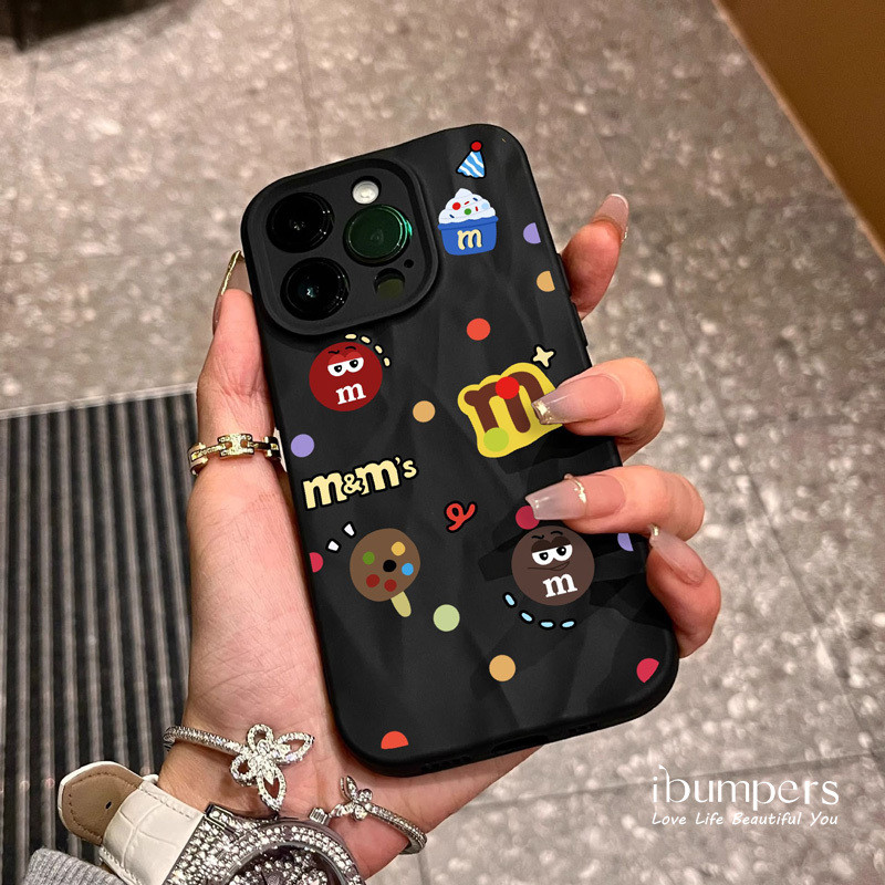 ibumpers Ốp Điện Thoại iPhone Họa Tiết M&M Đầy Màu Sắc Đễ Thương Cho IPhone 16 15 14 12 13 11 Pro Max IP 7 8 Plus X XS XR Xếp Ly Ốp Lưng Silicon Mềm Chống Sốc