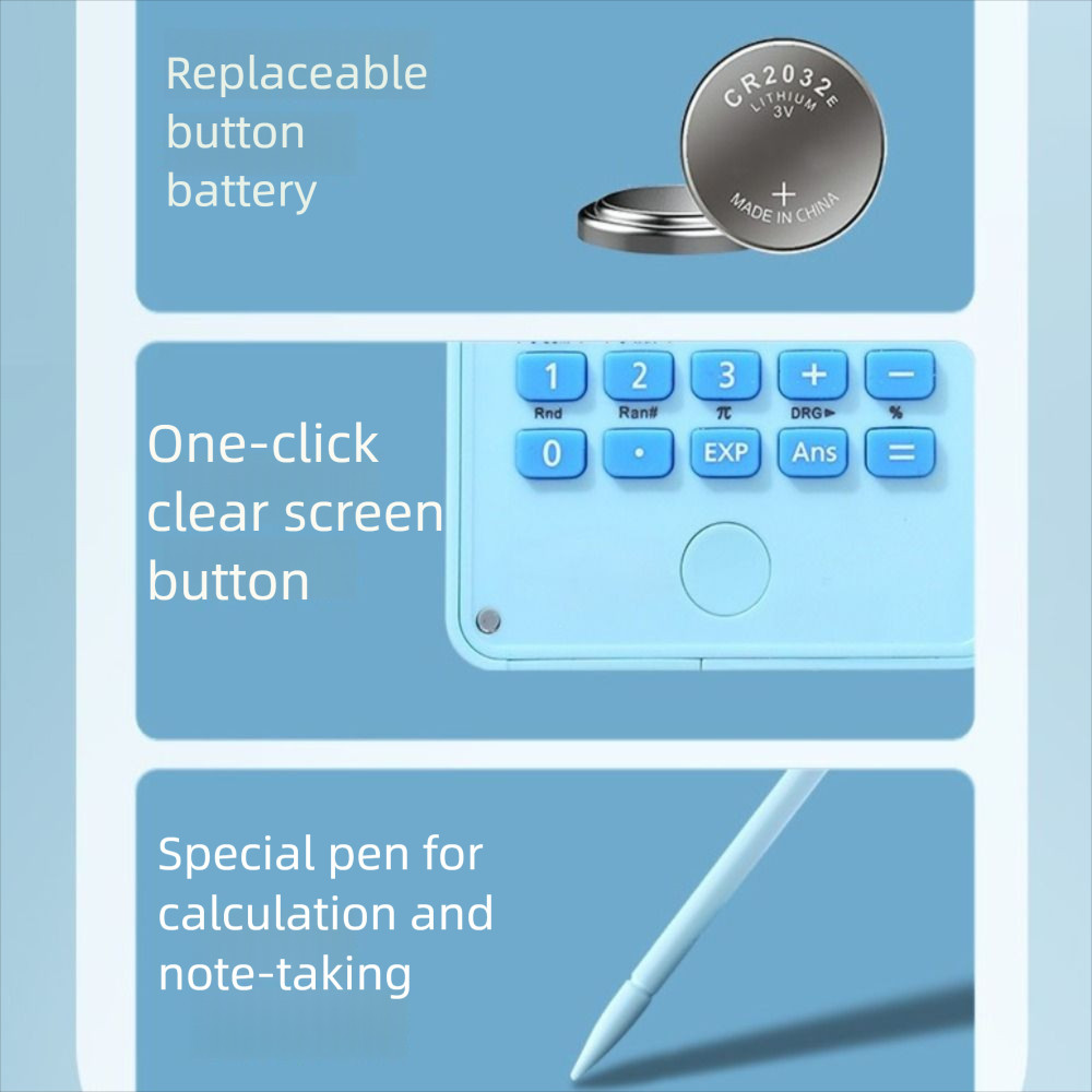 Máy tính khoa học SLICELLIFE với Notepad LCD, Máy tính toán có thể gập lại di động, Đa chức năng 12 chữ số Bảng viết tay 2 TRONG 1 Văn phòng trường học