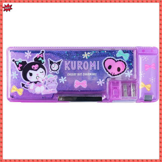 Sanrio Giai Điệu Hộp văn phòng phẩm đa năng cho học sinh tiểu học, hộp đựng bút chì Kuromi lấp lánh, hoạt hình dễ thương