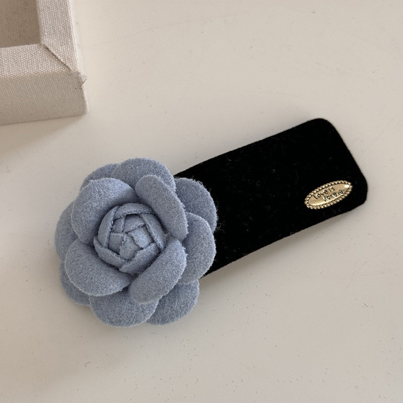 Kẹp tóc Camellia màu xanh Phụ kiện tóc nơ nhung cho nữ