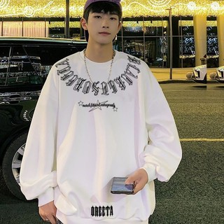 Áo Sweater Chữ Cổ Cổ Tròn Sweater  From Rộng Phong Cách Nam Nữ Phom Rộng Phong Cách -Nam Nữ Top Women Menswear