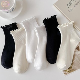 Y.X.I Cotton Xù Vớ Mắt Cá Chân Nữ INS Mùa Hè Dễ Thương Hàn Quốc Tất Bé Gái Mùa Xuân Đen Trắng Giữa Ống Nhật Bản Sox Mới