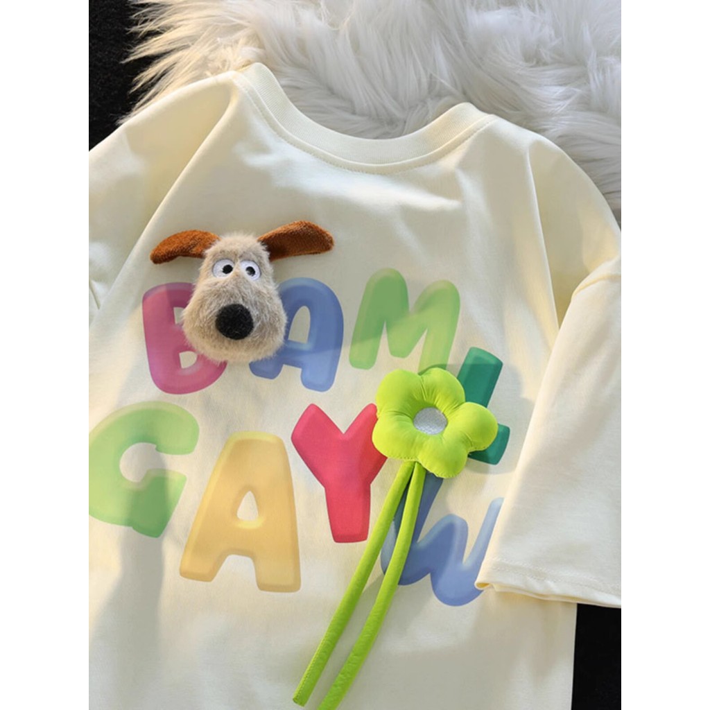 Mùa Hè Phong Cách Mới Bán Chạy Cotton Nguyên Chất Áo Thun Tay Ngắn Thời Trang Cotton Nguyên Chất Vừa Lớn Bé Trai Bé Gái Áo Thun Tay Ngắn 8O-180 Size F